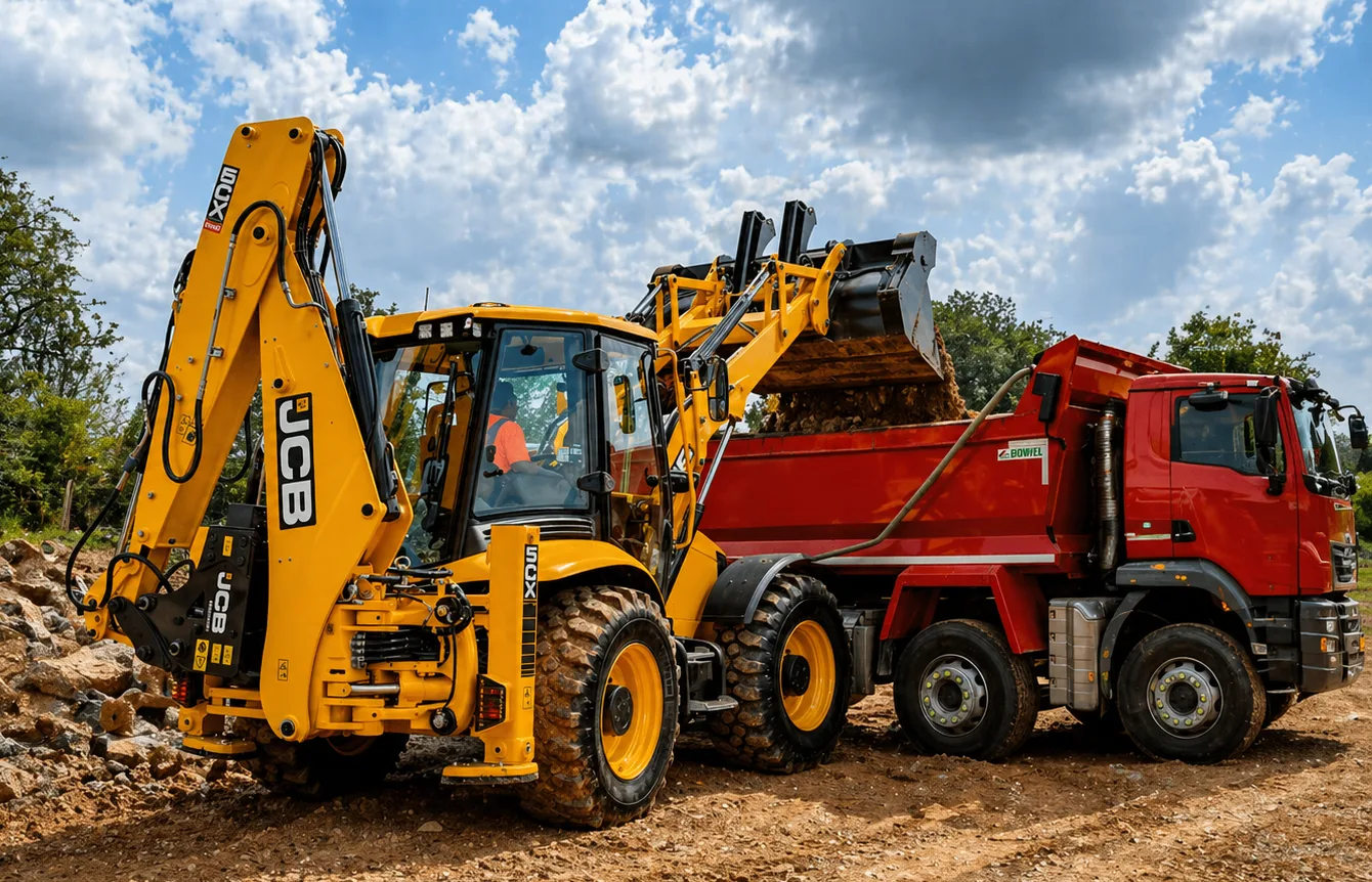 JCB backhoe loader on rent in Mumbai for trenching foundation excavation and construction work